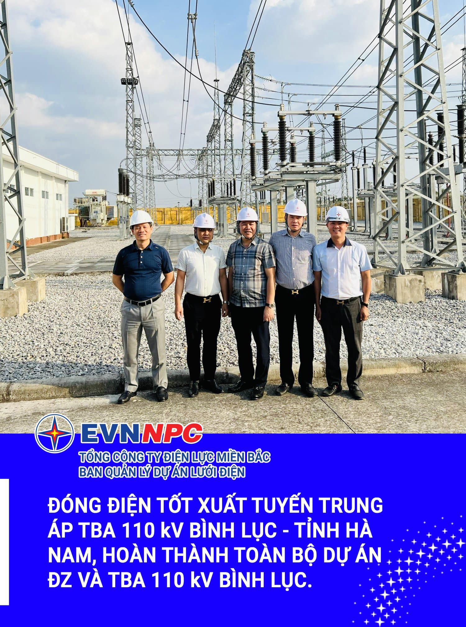 Đóng điện xuất tuyến trung áp thuộc dự án đường dây và trạm biến áp 110 kV Bình Lục tỉnh Hà Nam.